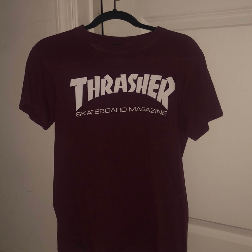 burgundy thrasher shirt